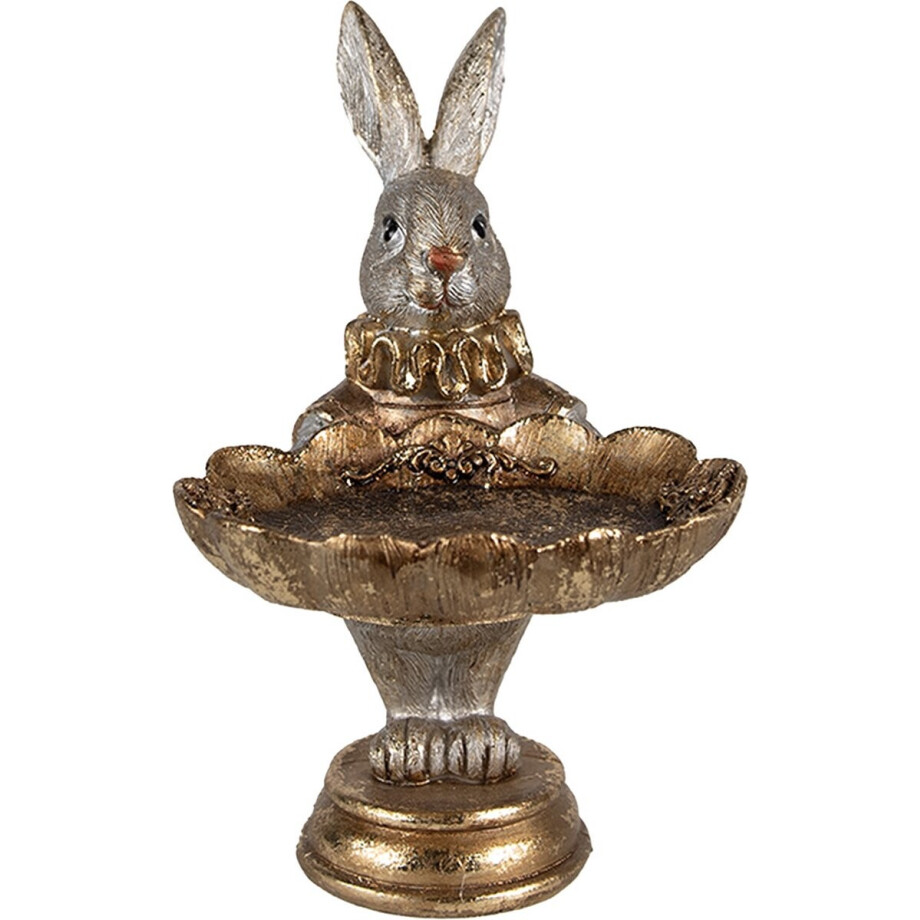 Clayre & Eef Decoratie schaal Konijn 11x9x15 cm Goudkleurig Kunststof afbeelding 1
