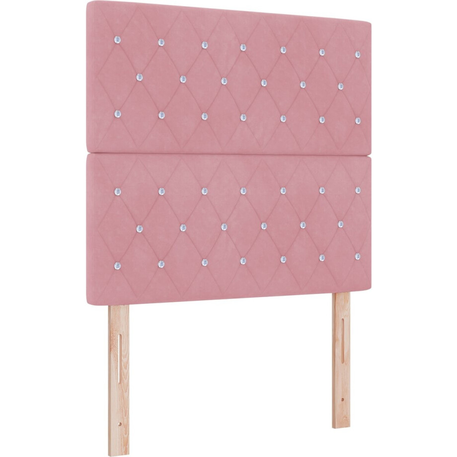 vidaXL - Boxspring - bed - met - matras - Roze - 120 - x - 200 - cm - Fluweel afbeelding 1
