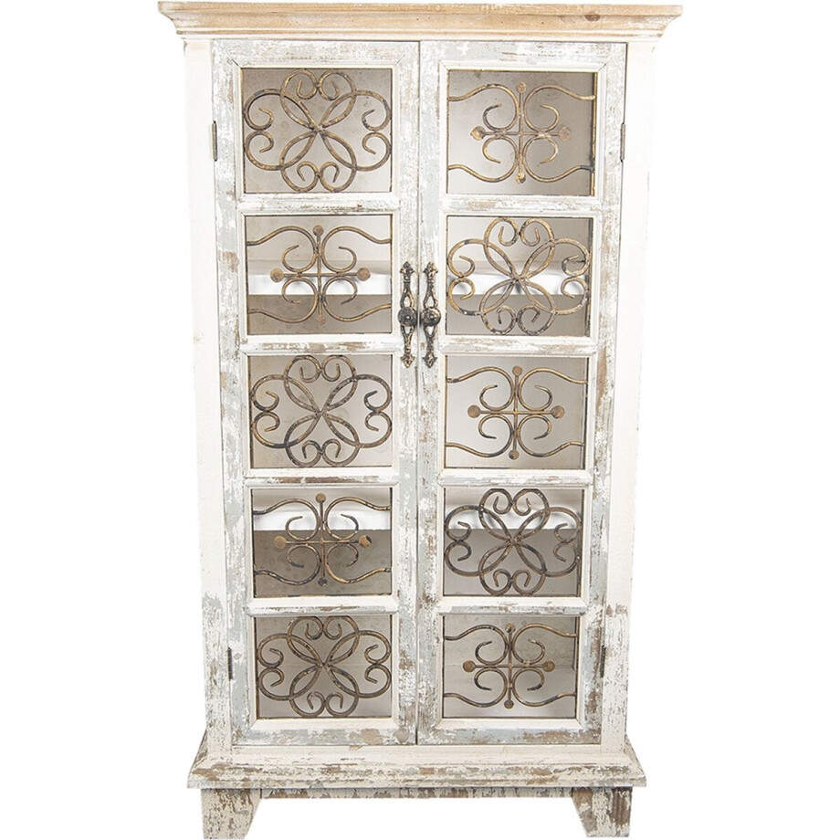 Clayre & Eef Kast 74x37x131 cm Wit Hout afbeelding 1