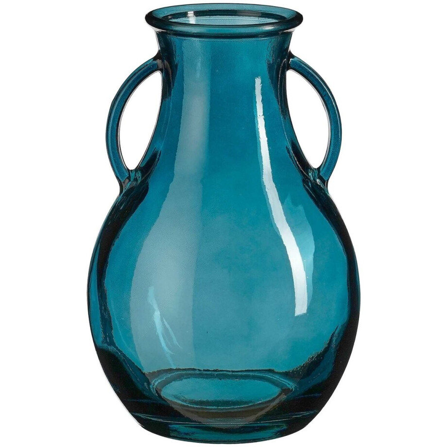 Mica Decorations Vaas Sienna - 20x20x32 cm - Gerecycled glas - Blauw afbeelding 1