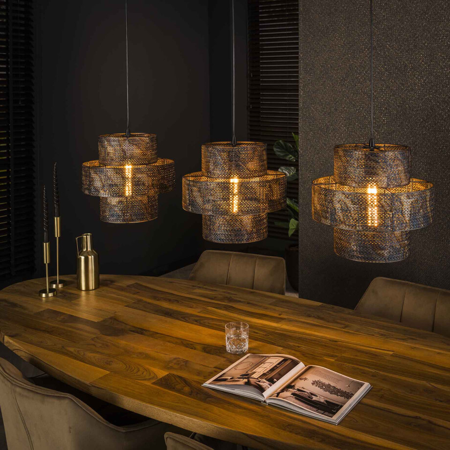LifestyleFurn Hanglamp 'Jaamal' Burned finish, 3-lamps afbeelding 1