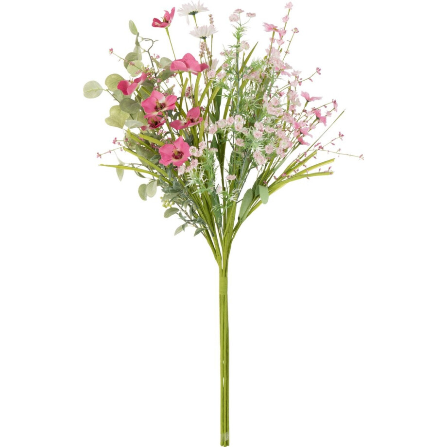 J-Line boeket Mix Bloemen - kunststof - roze afbeelding 1