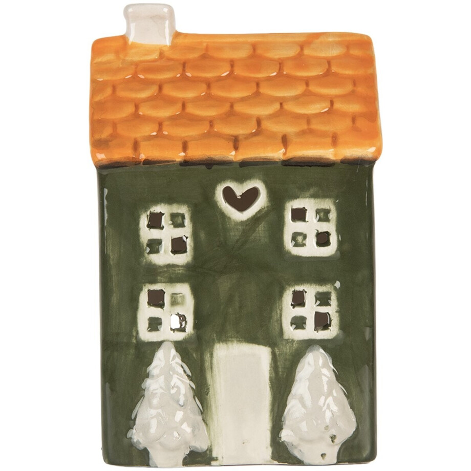 Clayre & Eef Waxinelichthouder Huis 9x8x15 cm Groen Keramiek Clayre & Eef Waxinelichthouder Huis 9x8x15 cm Groen Keramiek afbeelding 1