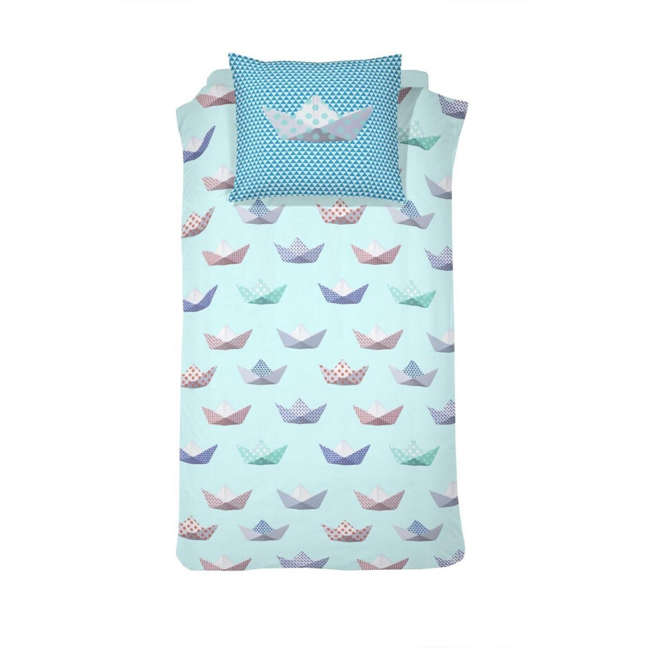 Damai Petite Chapeau Dekbedovertrek - Katoen - Eenpersoons - 140x200/220 cm - Blue afbeelding 1