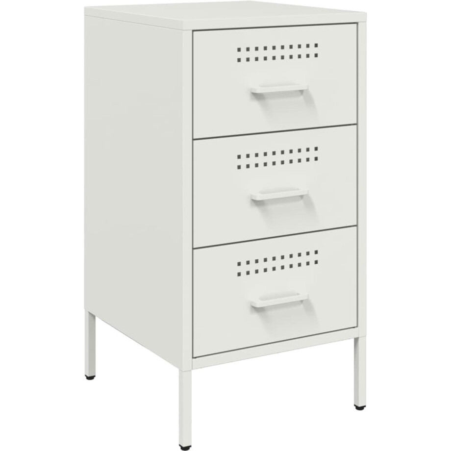 vidaXL - Nachtkastje - 36x39x68 - cm - staal - wit afbeelding 1