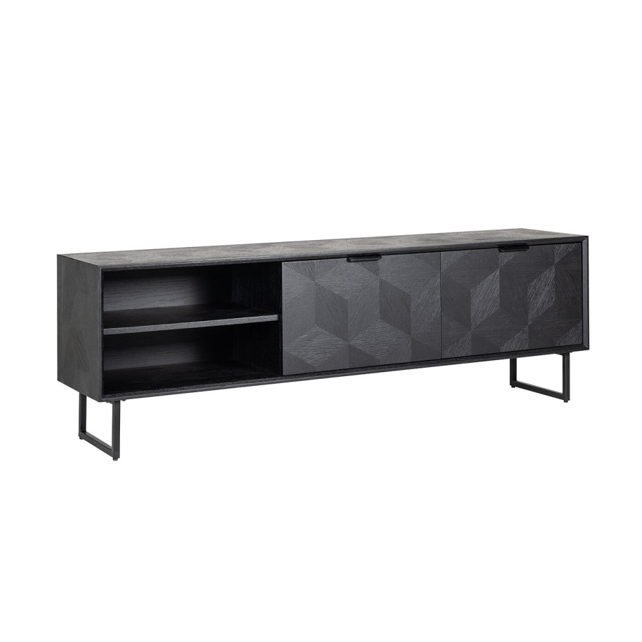 Richmond TV-meubel 'Blax' 180cm, Eikenhout en staal, kleur zwart afbeelding 1