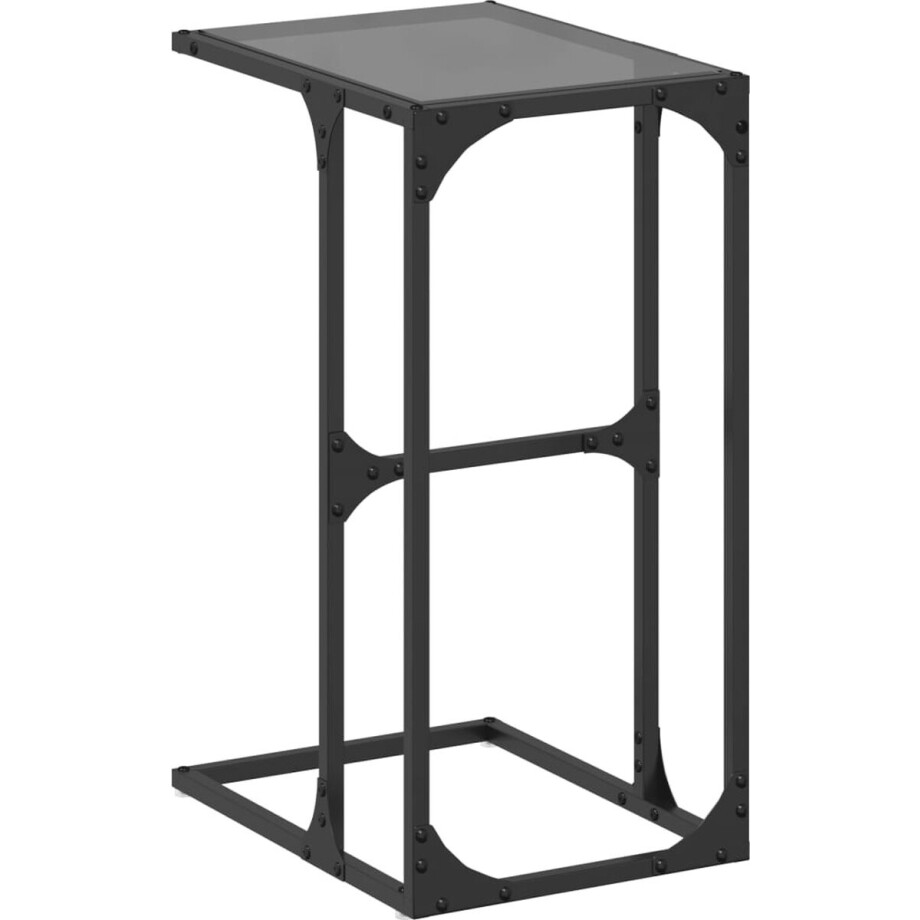 vidaXL - Bijzettafel - met - zwart - glazen - blad - 40x30x61,5 - cm - staal afbeelding 1