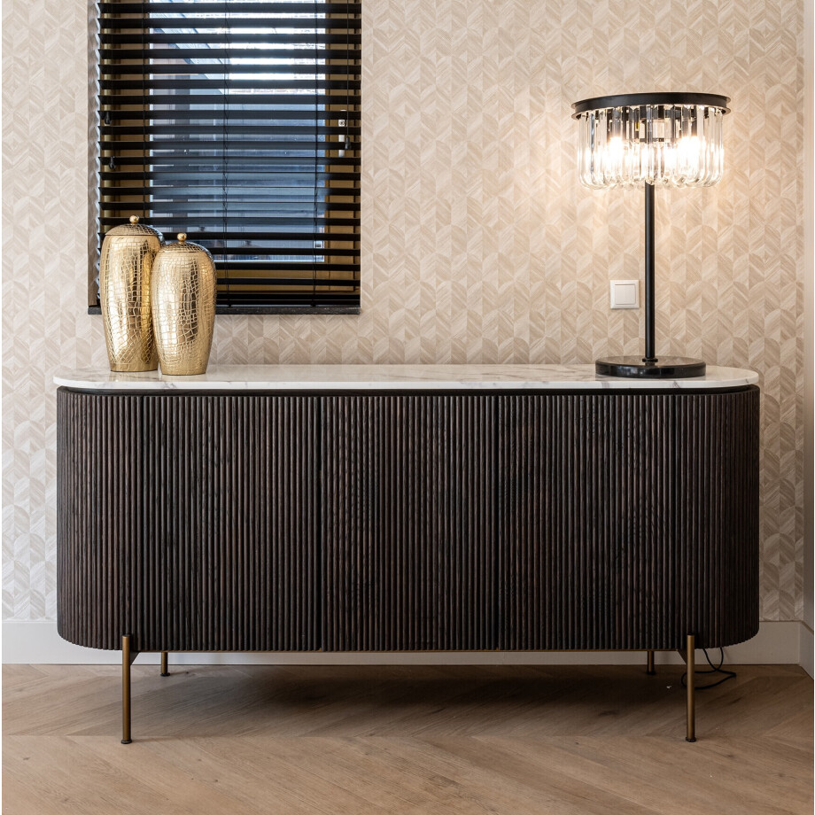 Richmond Dressoir 'Barkley' Eikenhout en Faux Marmer, 180cm Richmond Dressoir 'Barkley' Eikenhout en Faux Marmer, 180cm afbeelding