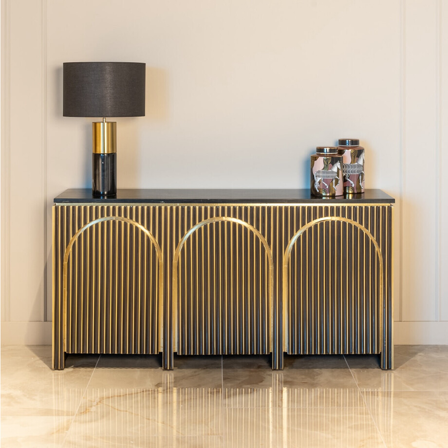 Richmond Dressoir 'Les Arcs' Brass en marmer, 160cm afbeelding 1