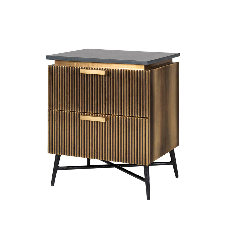 Richmond Nachtkastje 'Ironville', kleur goud / zwart marmer Richmond Nachtkastje 'Ironville', kleur goud / zwart marmer afbeelding