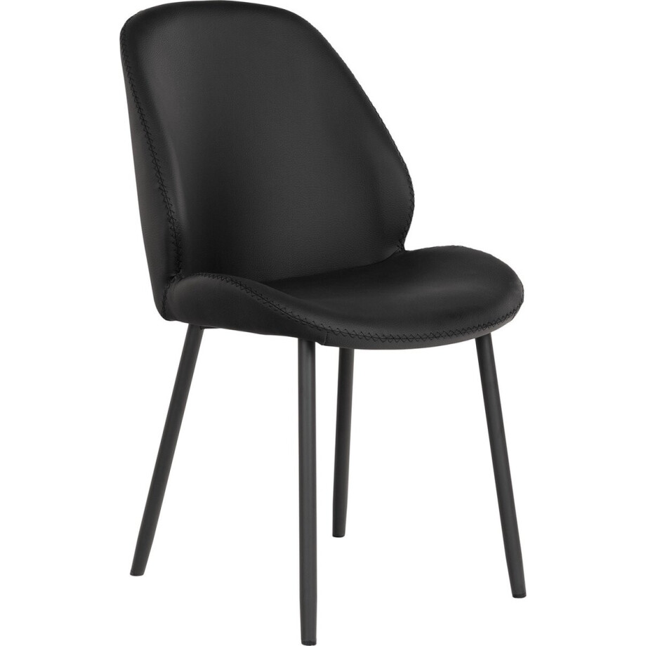 Eetkamerstoel Kunstleer Zwart - 59,5x47x91cm - Retro/Vintage - Set van 2 Eetkamerstoel Kunstleer Zwart - 59,5x47x91cm - Retro/Vintage - Set van 2 afbeelding 1