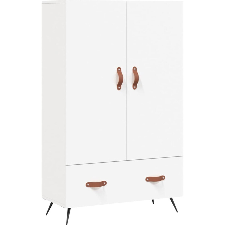 vidaXL - Hoge - kast - 69,5x31x115 - cm - bewerkt - hout - wit afbeelding 1