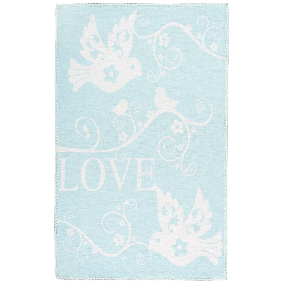 Padiro kindervloerkleed - 120 x 180 cm - Mintgroen - Duiven- en LOVE-motief - Polyester, Katoen - vloerverwarming Padiro kindervloerkleed - 120 x 180 cm - Mintgroen - Duiven- en LOVE-motief - Polyester, Katoen - vloerverwarming afbeelding 1