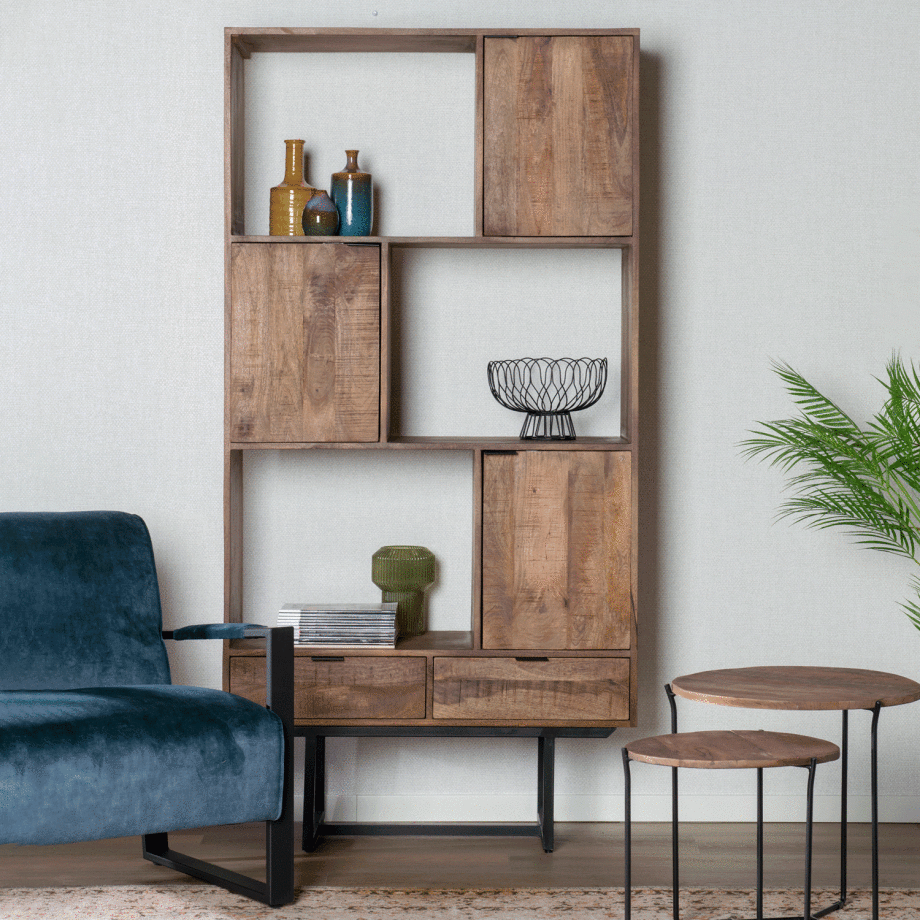 Livingfurn Wandkast 'Valdez' kleur Naturel, 200 x 100cm Livingfurn Wandkast 'Valdez' kleur Naturel, 200 x 100cm afbeelding