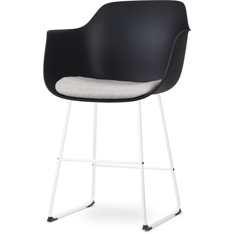 Nolon Nino-Liz Barkruk Zwart met Beige Zitkussen - Armleuningen - Wit Onderstel - 65 cm - Kookeiland - Barstoel met Rugleuning Nolon Nino-Liz Barkruk Zwart met Beige Zitkussen - Armleuningen - Wit Onderstel - 65 cm - Kookeiland - Barstoel met Rugleuning afbeelding 1
