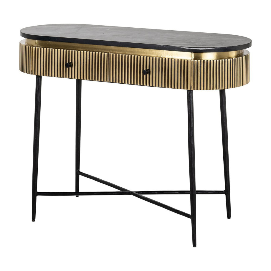 Richmond Sidetable 'Ironville' Marmer en Brass, 100cm afbeelding 1