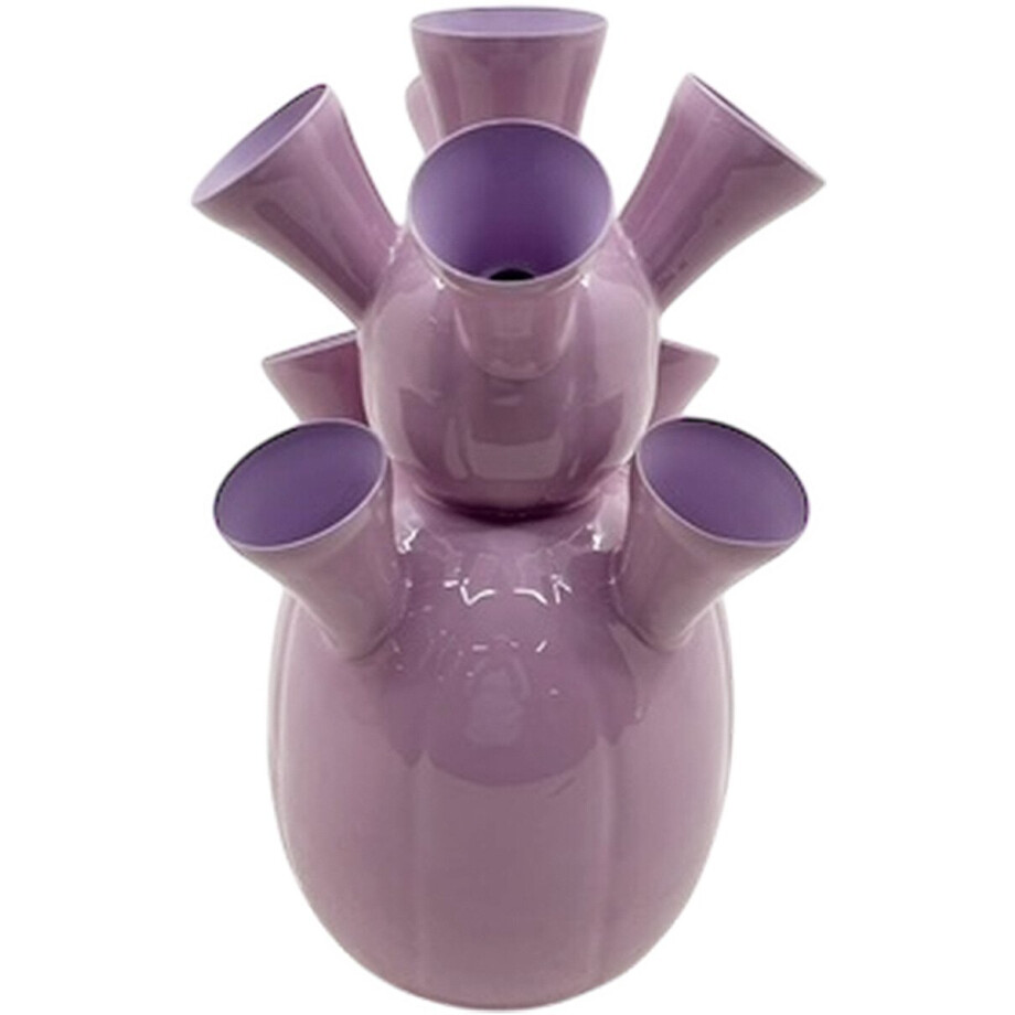 by Mooss - Enamel - Tulpenvaas - Toetervaas - Medium - Lila - Licht Paars - Light Purple - 47 cm - Ø 27 cm - Hoogglans - Metaal afbeelding 1