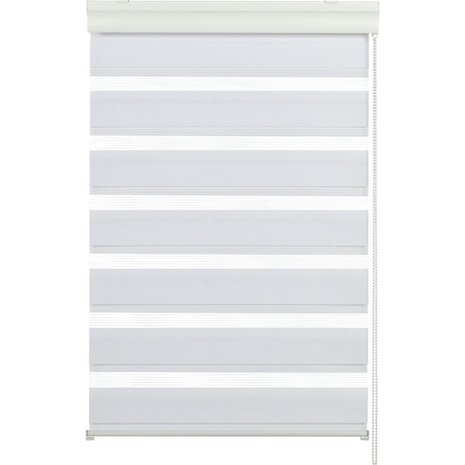 Dubbel rolgordijn met cassette, duo-rolgordijn / rolgordijn met zijtrek, transparante en ondoorzichtige strepen, inclusief alle bevestigingsonderdelen, Wit,90x165cm afbeelding 1