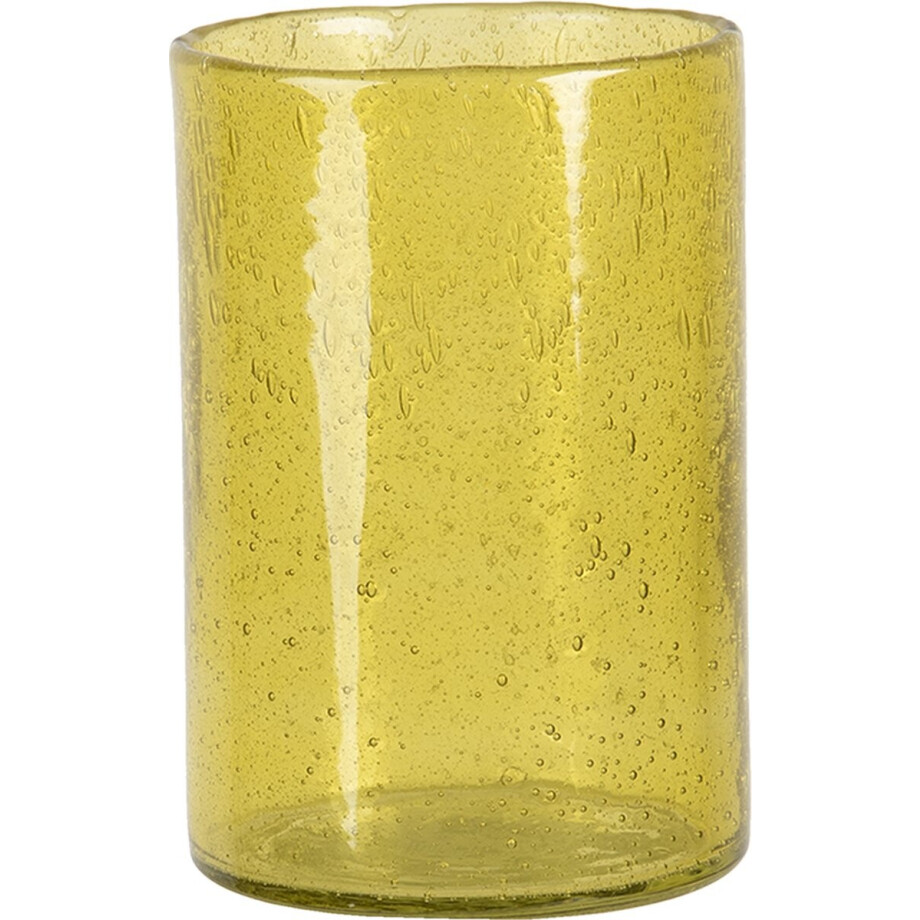 Clayre & Eef Theelichthouder Ø 10x15 cm Geel Glas afbeelding 1