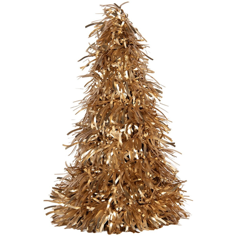 Clayre & Eef Kerstdecoratie Kerstboom Ø 12x27 cm Goudkleurig Kunststof afbeelding 1