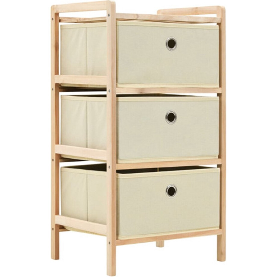 vidaXL - Opbergmeubel - met - 3 - stoffen - manden - cederhout - beige afbeelding 1