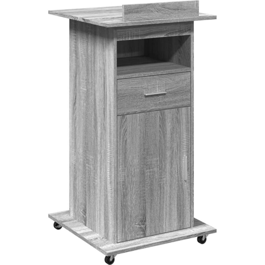 vidaXL Lessenaar - Grijs eiken - Hout - 55x55x107 cm Lessenaar - Lessenaars - Lezenaar - Spreekgestoelte afbeelding 1