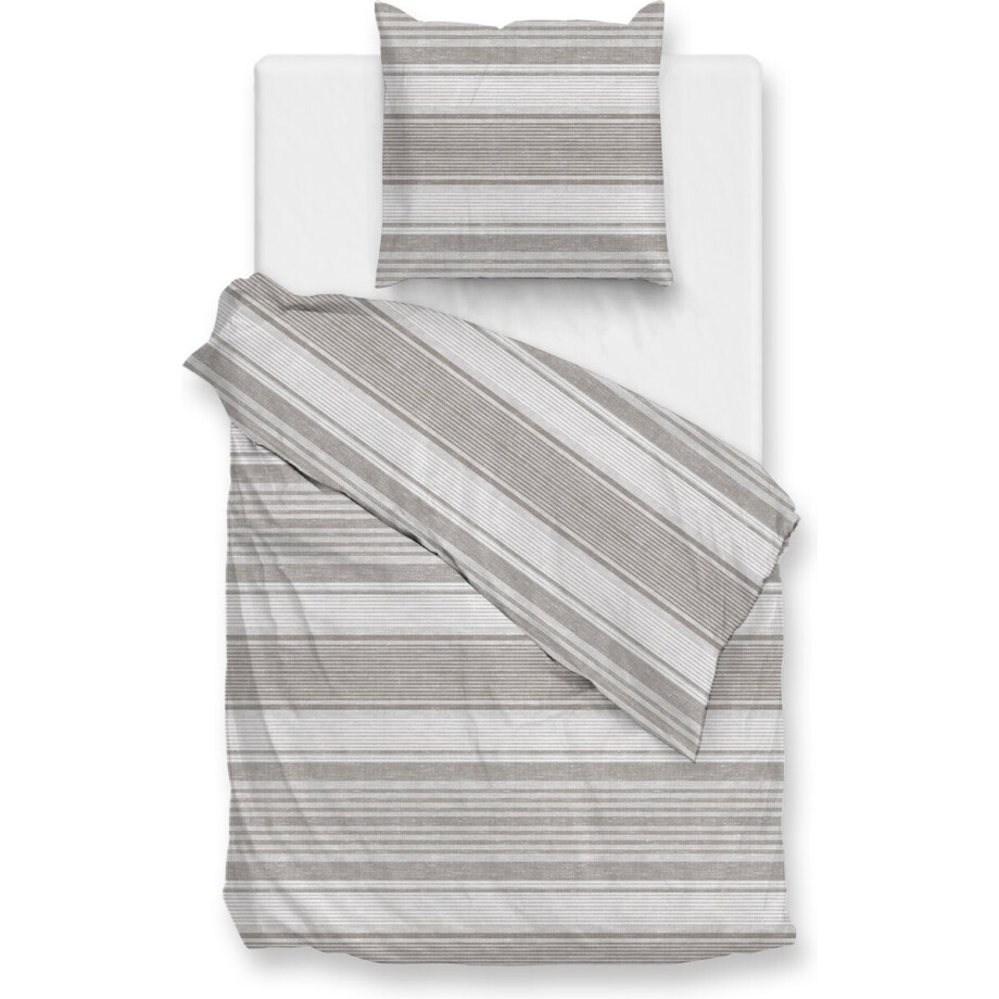 Zohome Lana Dekbedovertrek - Eenpersoons - Katoen - 140x200-220cm - Taupe afbeelding 1