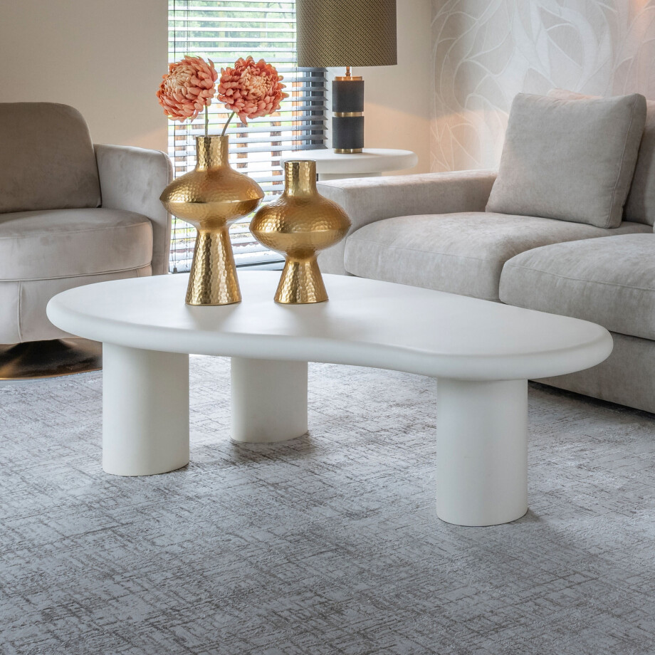 Richmond Organische Salontafel 'Bloomstone' 160 x 80cm, kleur Wit afbeelding 1