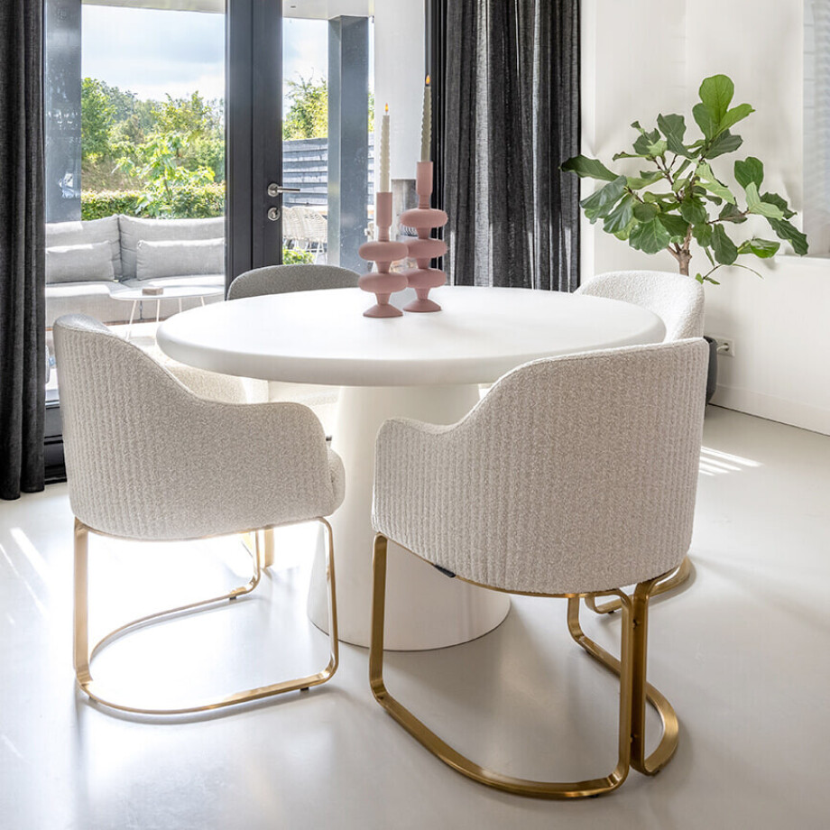 Richmond Eettafel 'Bloomstone' 130cm, kleur Wit afbeelding 1