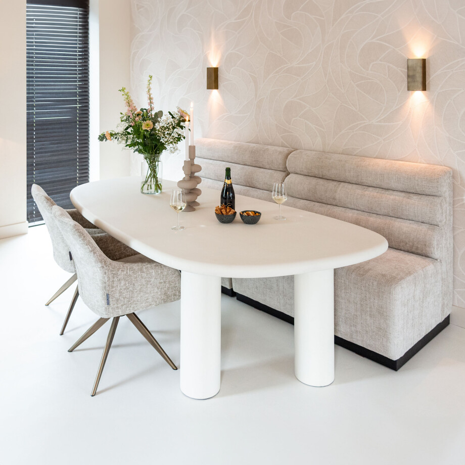 Richmond Organische Eettafel 'Bloomstone' 230 x 117cm, kleur Wit afbeelding 1
