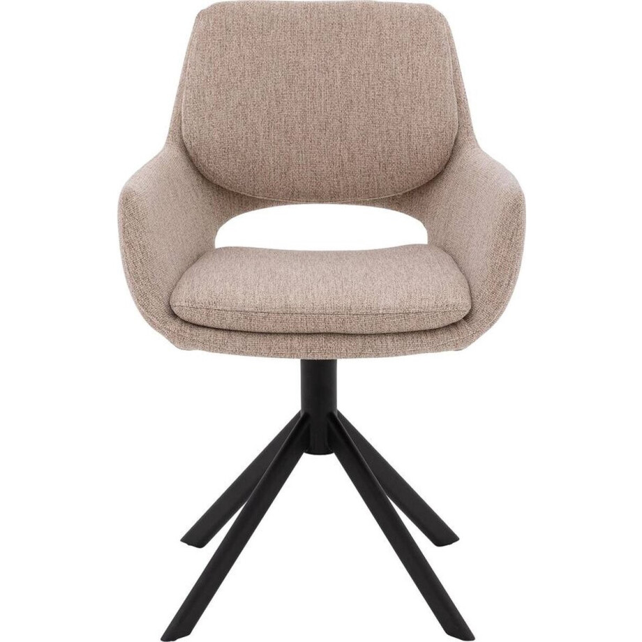 Goossens Eetkamerstoel Daisy - Met Armleuning - Stof - Beige Goossens Eetkamerstoel Daisy - Met Armleuning - Stof - Beige afbeelding 1