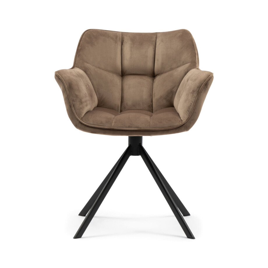 Rivièra Maison Draaibare Eetkamerstoel 'Carnaby' Velvet III, kleur Goud Mink Rivièra Maison Draaibare Eetkamerstoel 'Carnaby' Velvet III, kleur Goud Mink afbeelding 1
