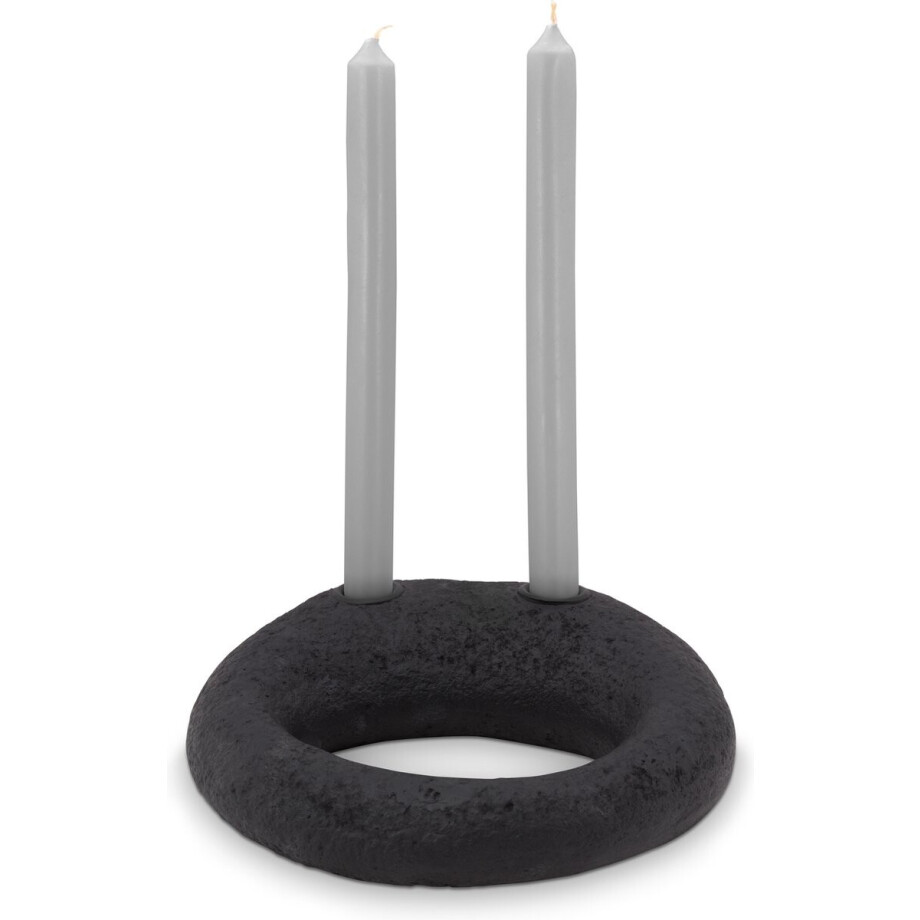 vtwonen Ecomix - Papieren Kandelaar - 2 Kaarsen - Zwart - Klein afbeelding 1