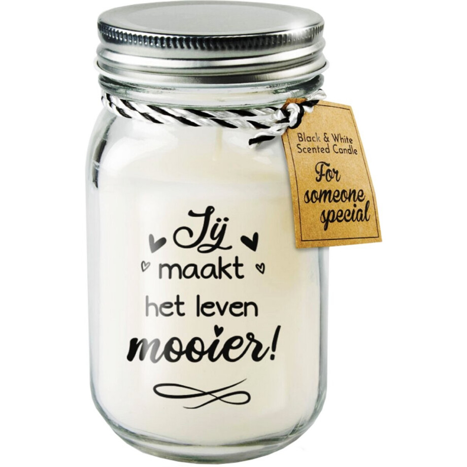 Black & White geurkaars - Jij maakt het leven mooier afbeelding 1