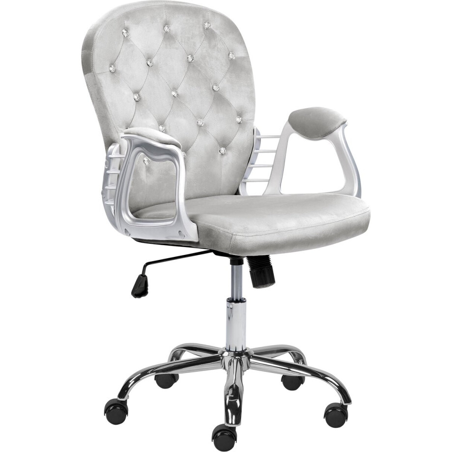 PRINCESS - Bureaustoel - Lichtgrijs - Fluweel PRINCESS - Bureaustoel - Lichtgrijs - Fluweel afbeelding 1