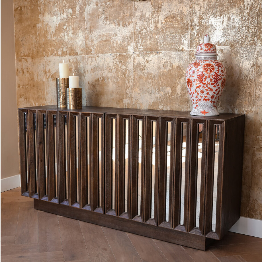 Richmond Dressoir 'Bryant' Mangohout en spiegelglas, 162cm afbeelding 1