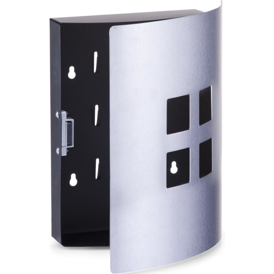 Sleutelkast voor 9 sleutels zwart met zilver 22 x 24 cm - Huisbenodigdheden - Sleutels ophangen - Sleutelrekje afbeelding 1