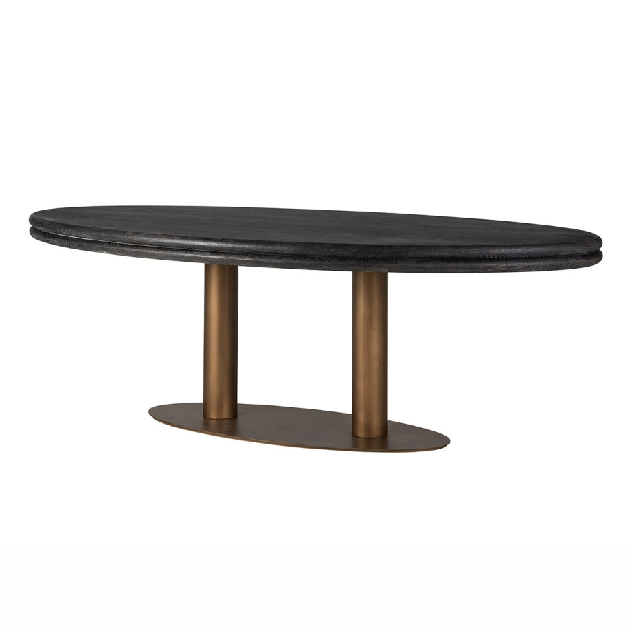 Richmond Ovale Eettafel 'Macaron' Eikenhout en metaal, 235 x 110cm Richmond Ovale Eettafel 'Macaron' Eikenhout en metaal, 235 x 110cm afbeelding