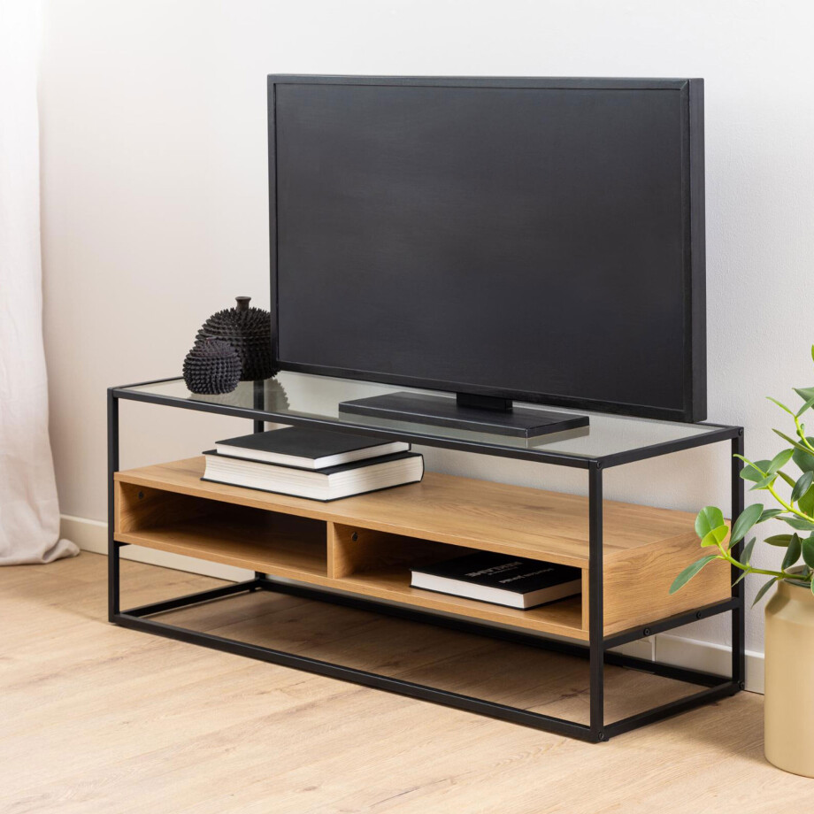 Bendt TV-meubel 'Maikel' Eiken en glas, 120cm afbeelding 1