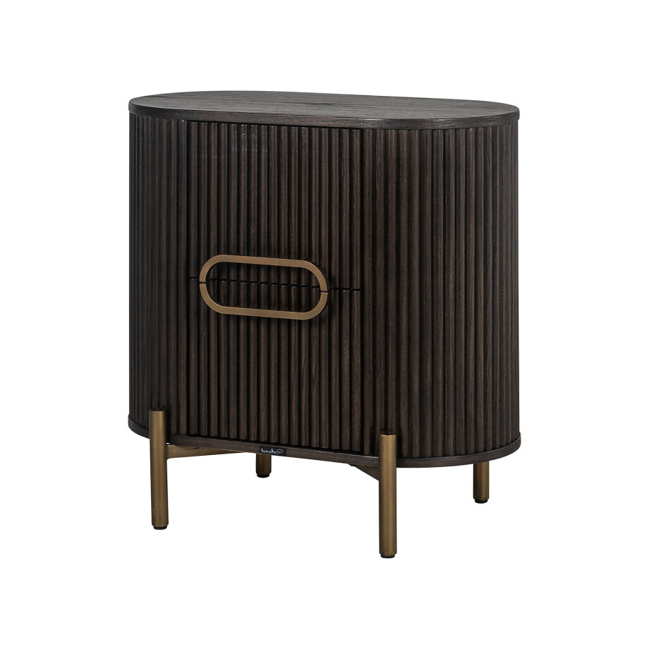 Richmond Nachtkastje 'Luxor' Eiken, 60 x 39cm, kleur zwart / goud Richmond Nachtkastje 'Luxor' Eiken, 60 x 39cm, kleur zwart / goud afbeelding