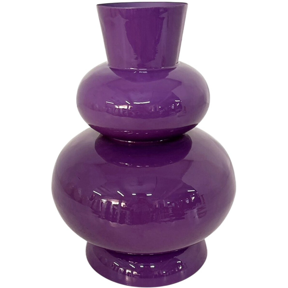 by Mooss - Enamel - Vaas - Paars - Purple - Small - 35 cm - Ø 25 cm - Hoogglans - Metaal - Groot - Chique - Trendy - Hip - Eyecatcher - Decoratief - Emaille afbeelding 1