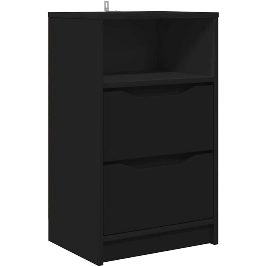 vidaXL - Nachtkastje - met - lade - Zwart - 40 - x - 30 - x - 467 - cm - Bewerkt - hout afbeelding 1