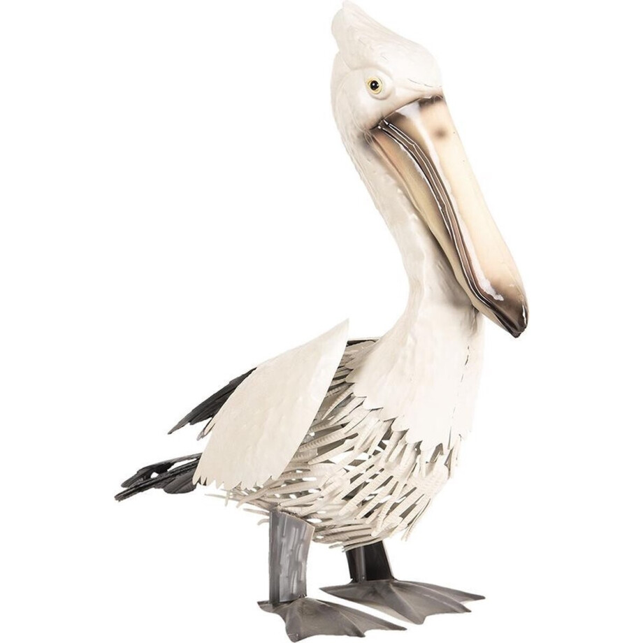 Clayre & Eef Decoratie Pelikaan 38x21x50 cm Zwart Wit Ijzer Clayre & Eef Decoratie Pelikaan 38x21x50 cm Zwart Wit Ijzer afbeelding 1
