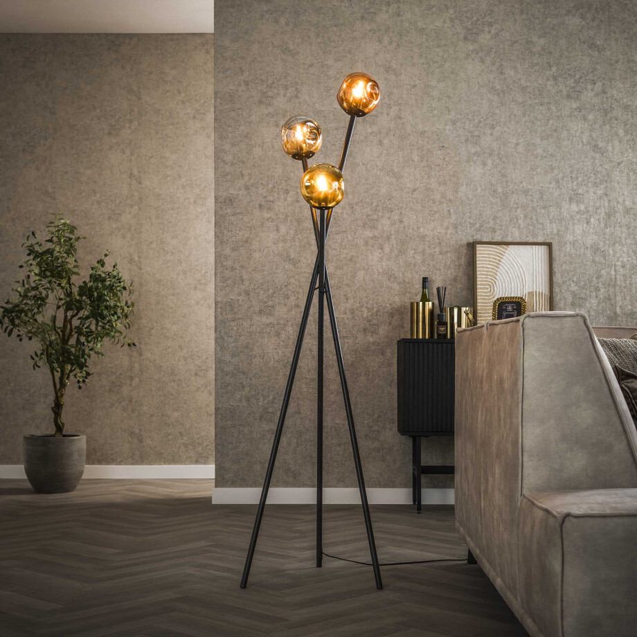 LifestyleFurn Vloerlamp 'Shahid' Glas, 3-lamps afbeelding 1