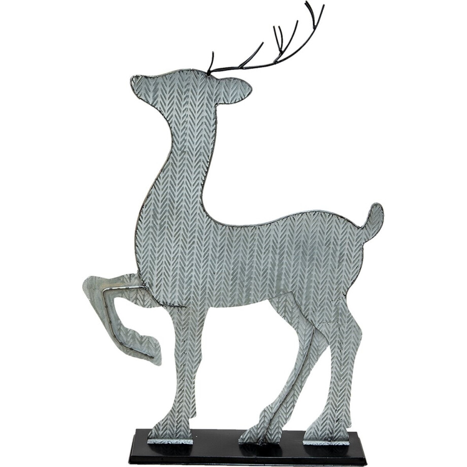 Clayre & Eef Beeld Hert 80 cm Grijs Ijzer Decoratie figuur afbeelding 1