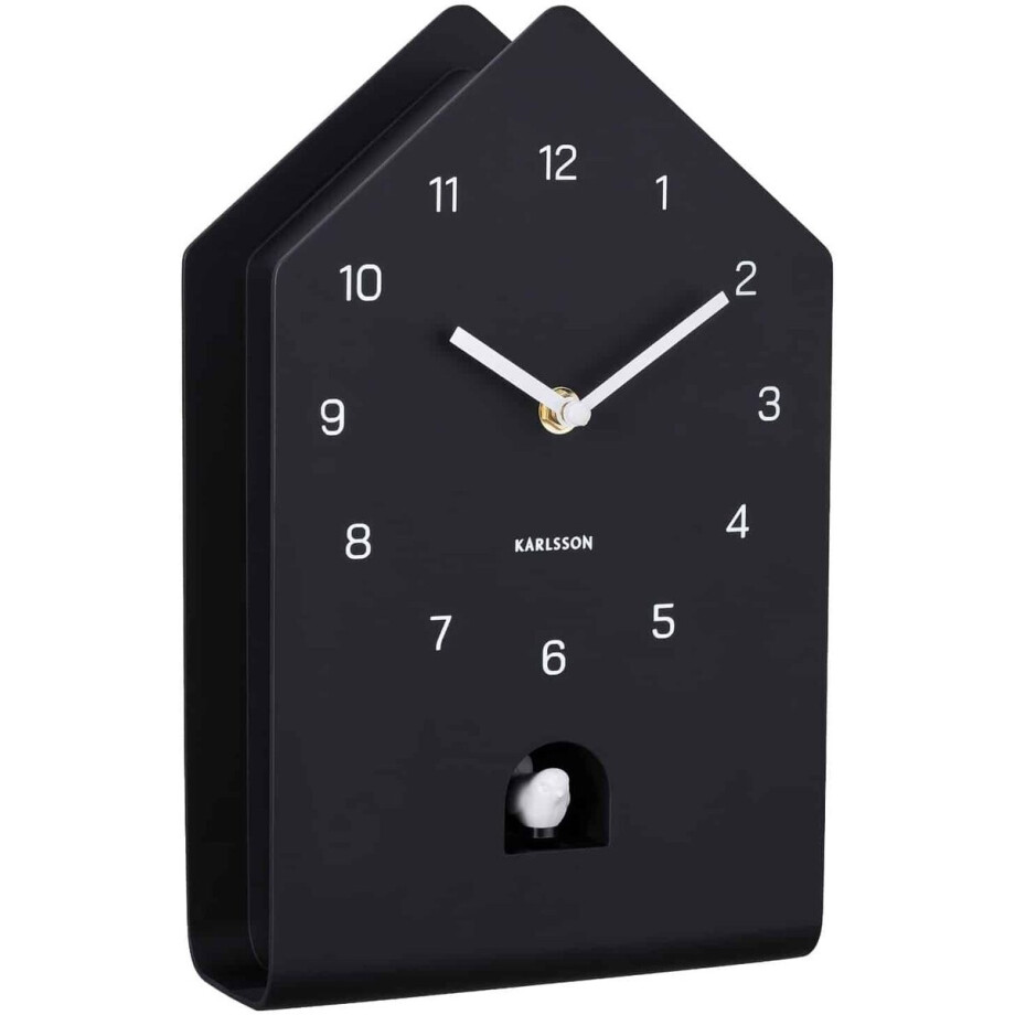 Karlsson Wandklok Fino Cuckoo - Zwart - 9.3x17.2x28.5cm - Wandklok Modern afbeelding 1