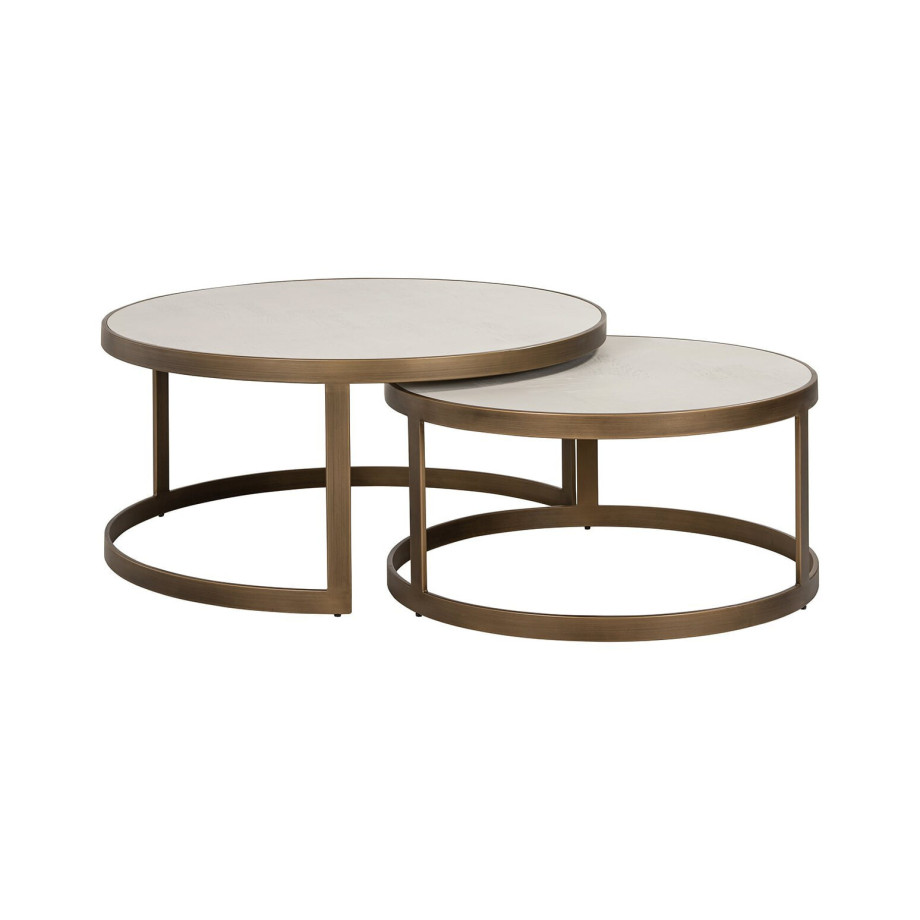 Richmond Ronde Salontafel 'Whitebone' Eiken, Set van 2 stuks afbeelding 