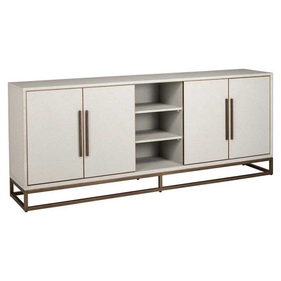 Richmond Dressoir 'Whitebone' Eiken en Brass, 225cm, kleur Verona Grey afbeelding 