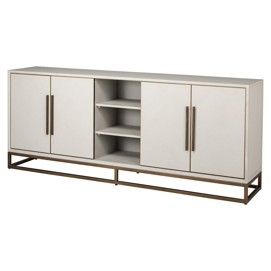 Richmond Dressoir 'Whitebone' Eiken en Brass, 225cm, kleur Verona Grey afbeelding 