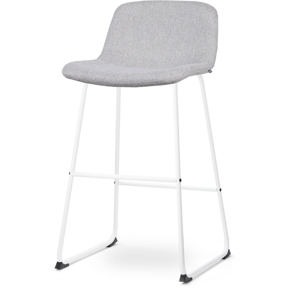 Nolon Nino-Mats Barkruk Lichtgrijs - Wit Onderstel - Zithoogte 75 cm - Stof - Keuken afbeelding 1